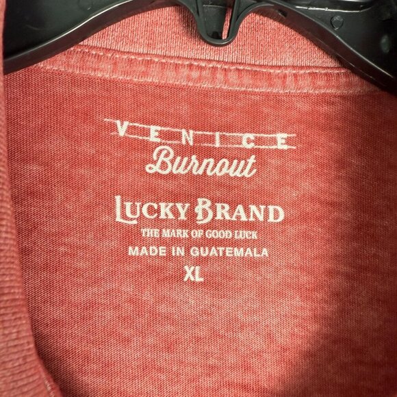 Lucky Brand Polo Mens Venice Burnout Shirt Mars Red Size XL - Picture 3 of 11